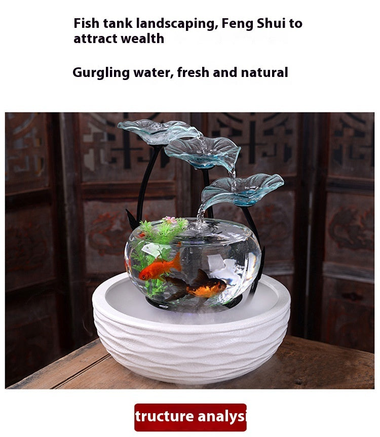 Desktop Water Fish Tank Bonsai Home Living Room Decoration