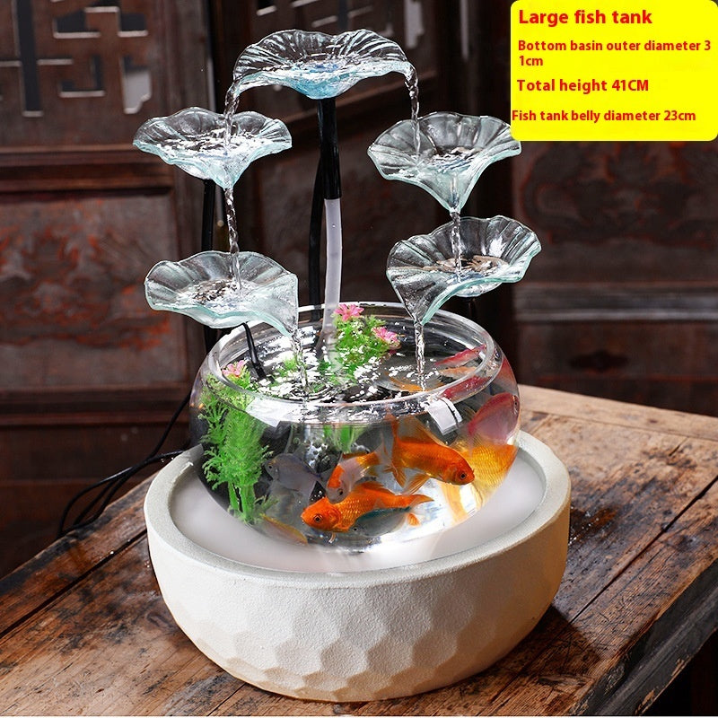 Desktop Water Fish Tank Bonsai Home Living Room Decoration