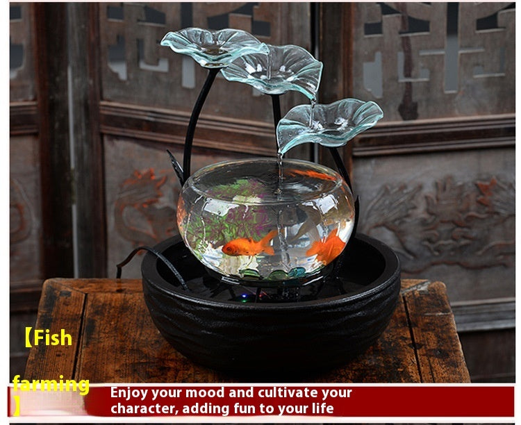 Desktop Water Fish Tank Bonsai Home Living Room Decoration