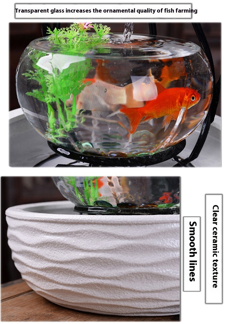 Desktop Water Fish Tank Bonsai Home Living Room Decoration