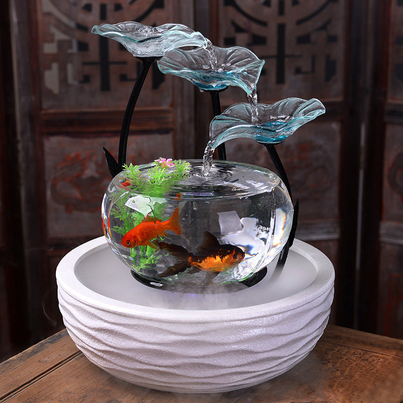 Desktop Water Fish Tank Bonsai Home Living Room Decoration
