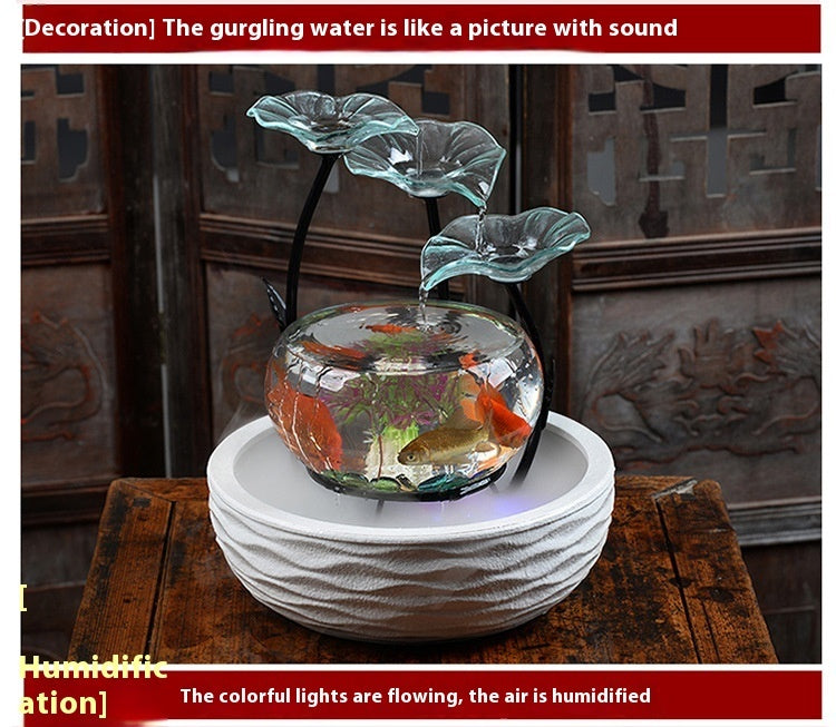 Desktop Water Fish Tank Bonsai Home Living Room Decoration